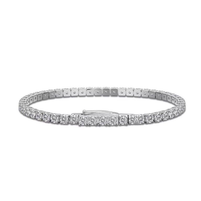 3mm Simulated Diamonds 925 Sterling Silver Tennis Bracelet-18cm