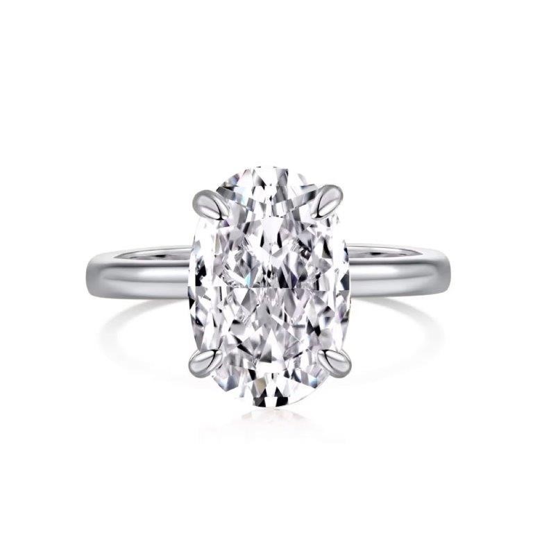 3.5ct Oval Cut Simulated Diamond 925 Sterling Silver Ring - Size 8