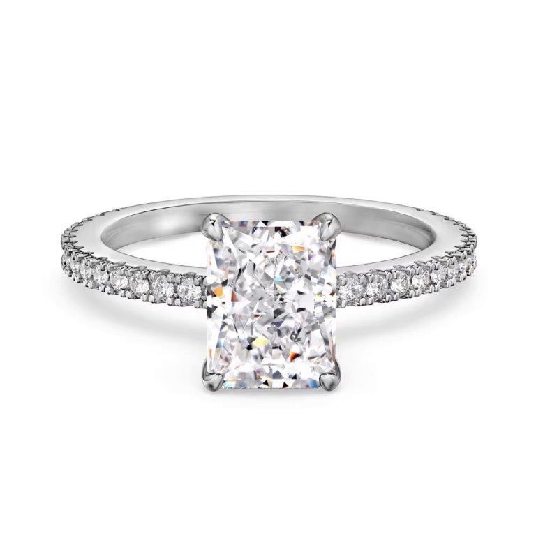 2ct Rectangle Cut Simulated Diamond 925 Silver Ring - Size 7