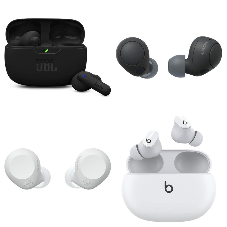 4 x Assorted Wireless Earphones. 1 x JBL Wave Beam 2 Black. 1 x SONY WF-C70
