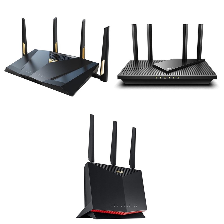 3 x Assorted Routers. Incl: 1 x ASUS RT-BE88U Dual-Band WiFi 7 AiMesh Exten