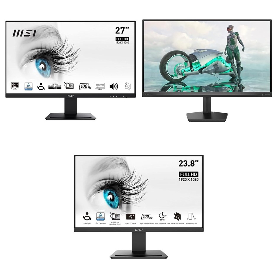 3 x Assorted Monitors. RRP: $1,127. Incl: 1 x Alienware AW2723DF 27" QHD 28