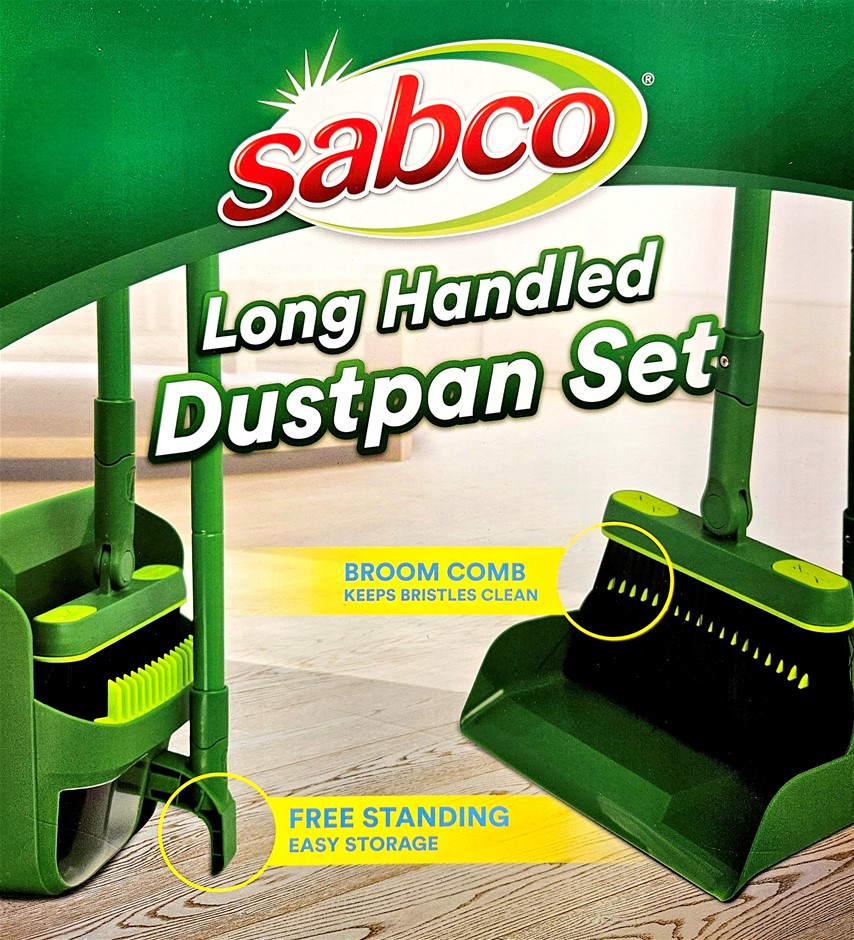 2 x SABCO Long Handled Dustpan Set. N.B: Damaged packaging & 1 x brush head
