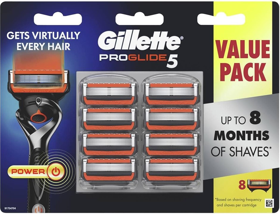 Gillette Men's ProGlide 5 FlexBall Power Razor Blades Value Pack with 8 Car