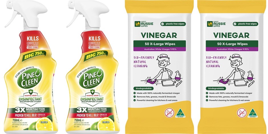 BUNDLE: 2x PINE O CLEEN Disinfectant Trigger Spray Lemon Lime 750mL + 2x GR