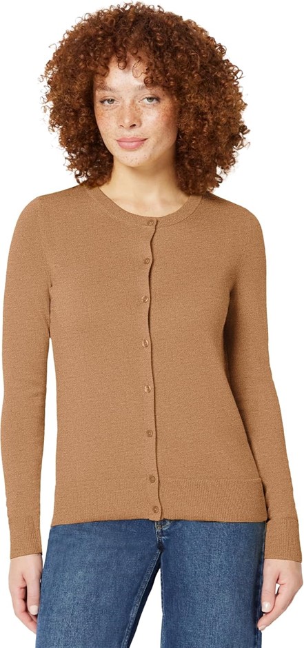 AMAZON ESSENTIALS Women's Lightweight Crewneck Cardigan Sweater, Size Large