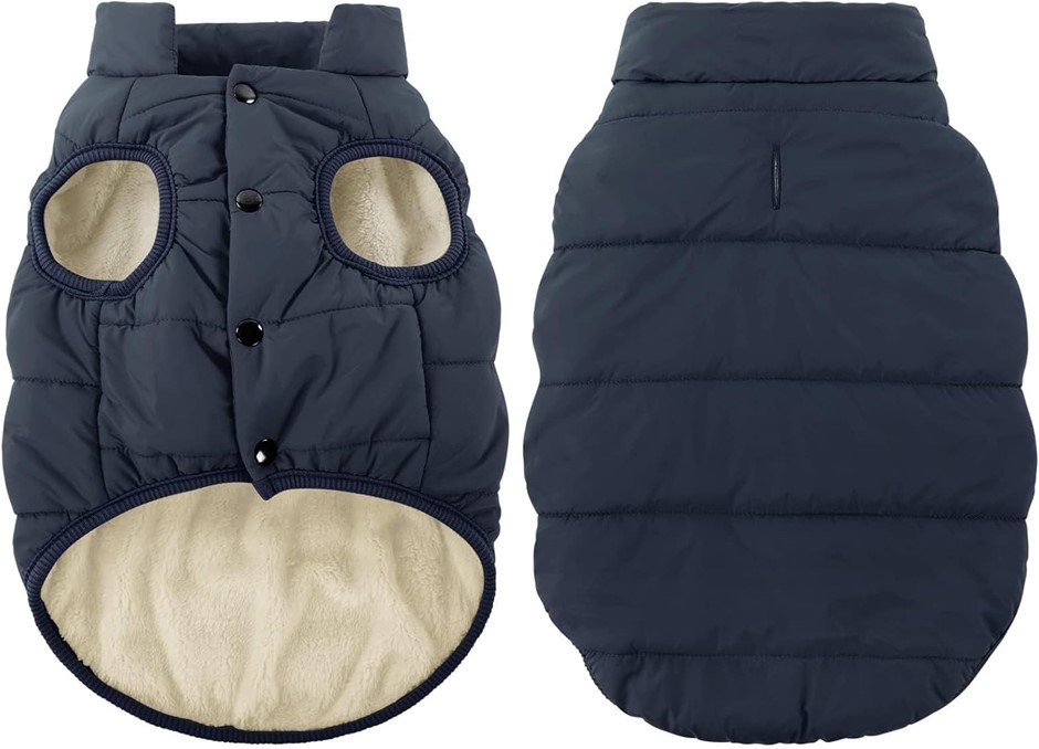 ASENKU 2 Layers Fleece Lined Windproof Dog Winter Coat Waterproof Jacket Wa