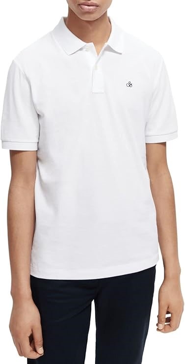 SCOTCH & SODA Men's Organic Cotton Classic Polo Shirt, Size 2XL, White, 165