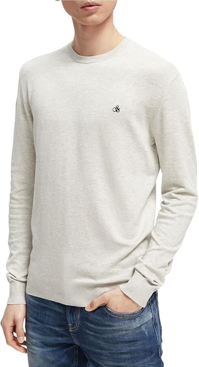 SCOTCH & SODA Men's Classic Crewneck Pullover Jumper Sweater, Size XL, Bone