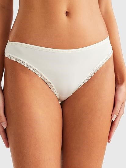 2 x TOMMY HILFIGER Women's Lace Thong Panty, Large, Ivory, UW0UW03769. RRP: