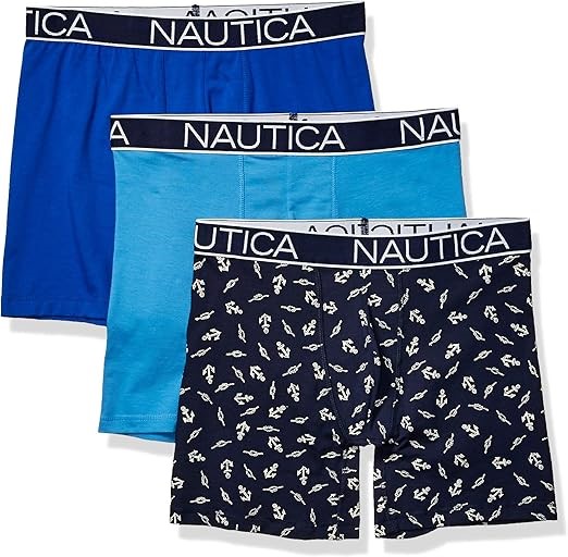 3 Pack x NAUTICA Men's Classic Underwear Cotton Stretch Boxer Brief, Size X