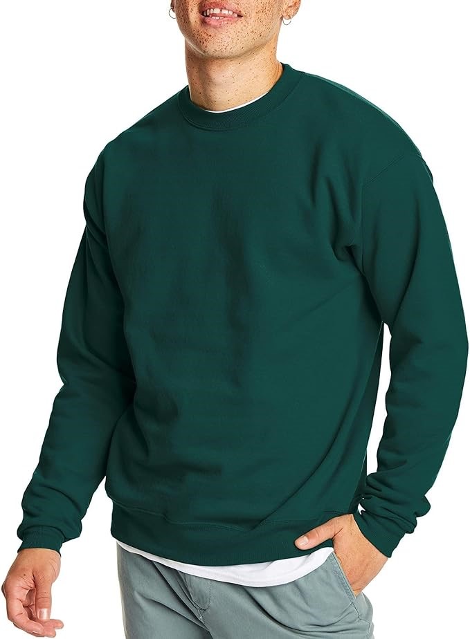 HANES Men's Ecosmart Fleece Sweatshirt, Size 2XL, Deep Forest, OP160. Buye