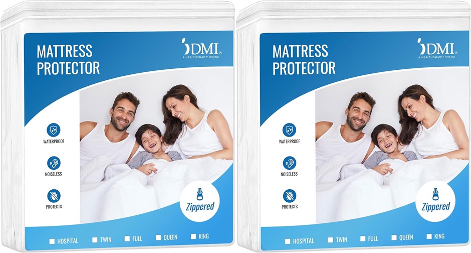 2 x DMI Zippered Plastic Mattress Protector, Waterproof Mattress Cover, Hyp