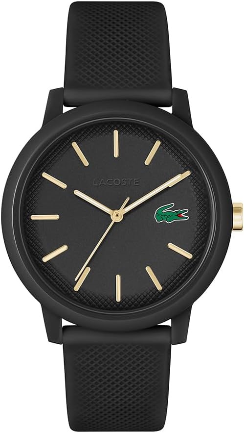 LACOSTE Men's 12. 12 Black Silicone Watch, 2011233. RRP: $199. Buyers Note
