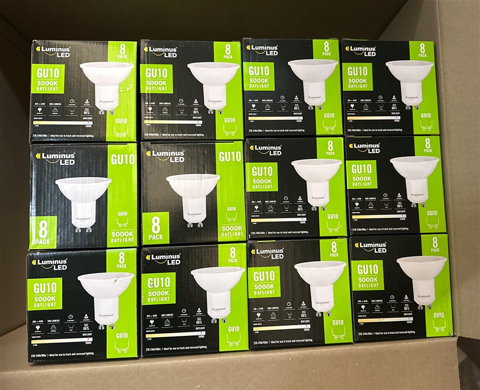 24 x LUMINUS 8 Packs GU10 500LM Dimmable LED Bulbs - 200314 / White