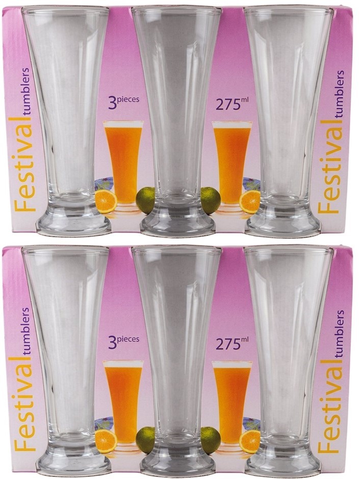 2 x FESTIVAL Glass Tumblers 3 Pieces, 275ml