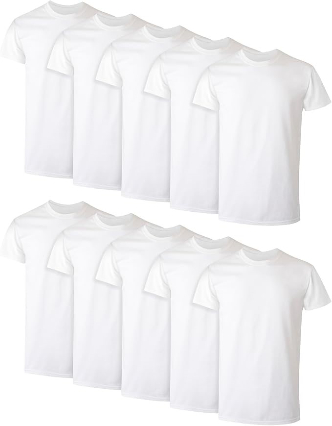 Hanes Men's Cotton White, Moisture-Wicking Crew Tee Undershirts, Medium 12