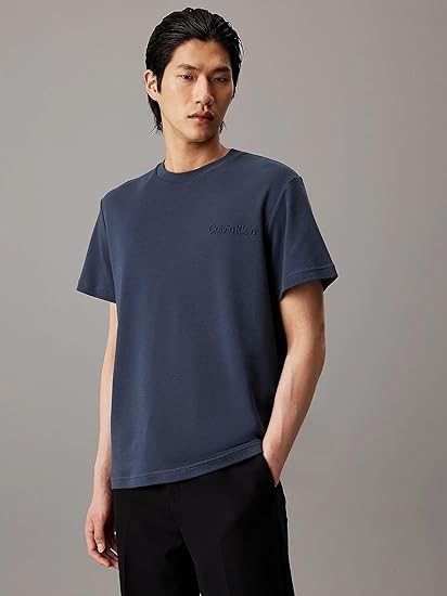 CALVIN KLEIN Men's Cotton Interlock T-Shirt, Large, Ink, K10K113737. RRP: