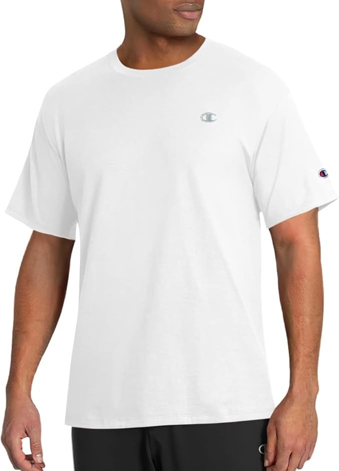 2 x CHAMPION Men's Classic Jersey Tee, Size S, White, T0223. Buyers Note -