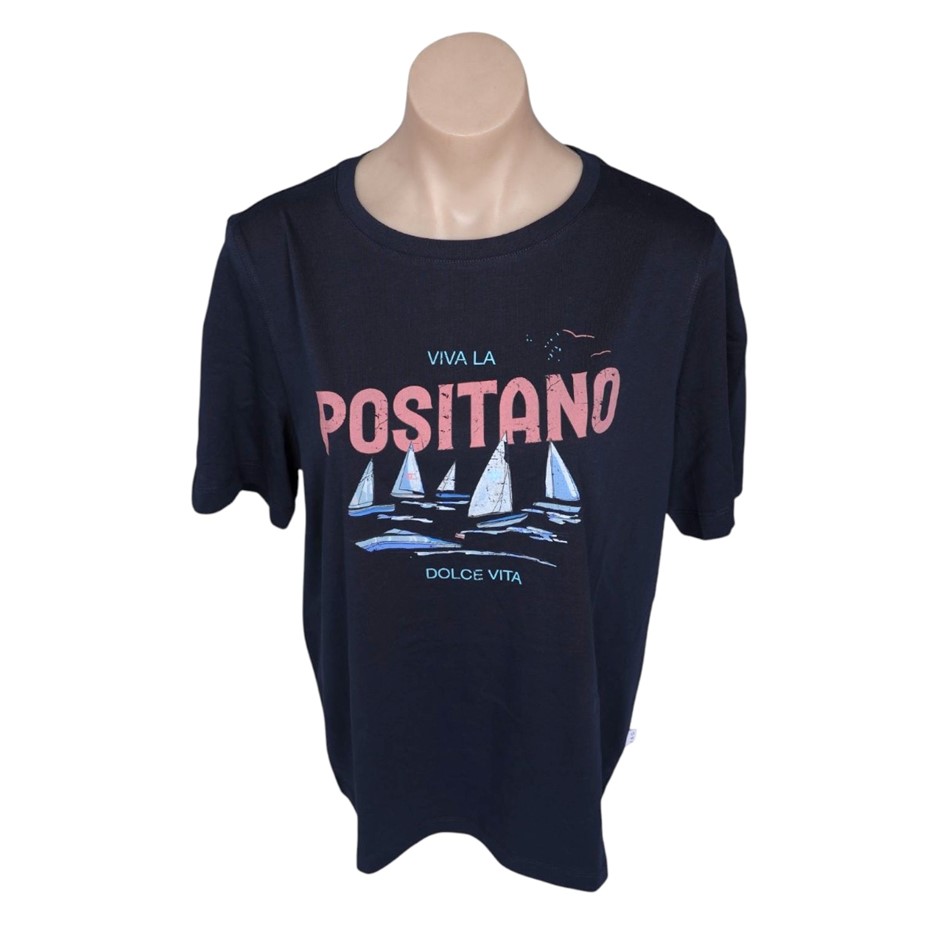 2 x JAG Women's Oversized Printed Tee, Size 8, 100% Cotton, Blue, AG2134.