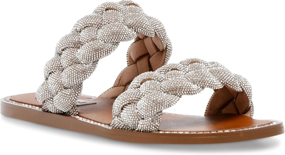 STEVE MADDEN Women's Newbie Flat Sandal, Size 6, Rhinestone, NEWB01S1. Buy