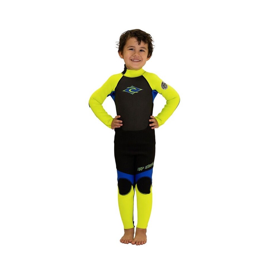 RIP CURL Groms Omega 3/2 Back Zip Steamer Wetsuit, Size 6, Lemon (1599). RR
