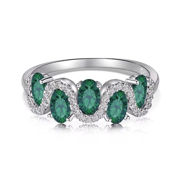 0.25ct Wave Shape Simulated Diamond 925 Sterling Silver Ring - Size 9