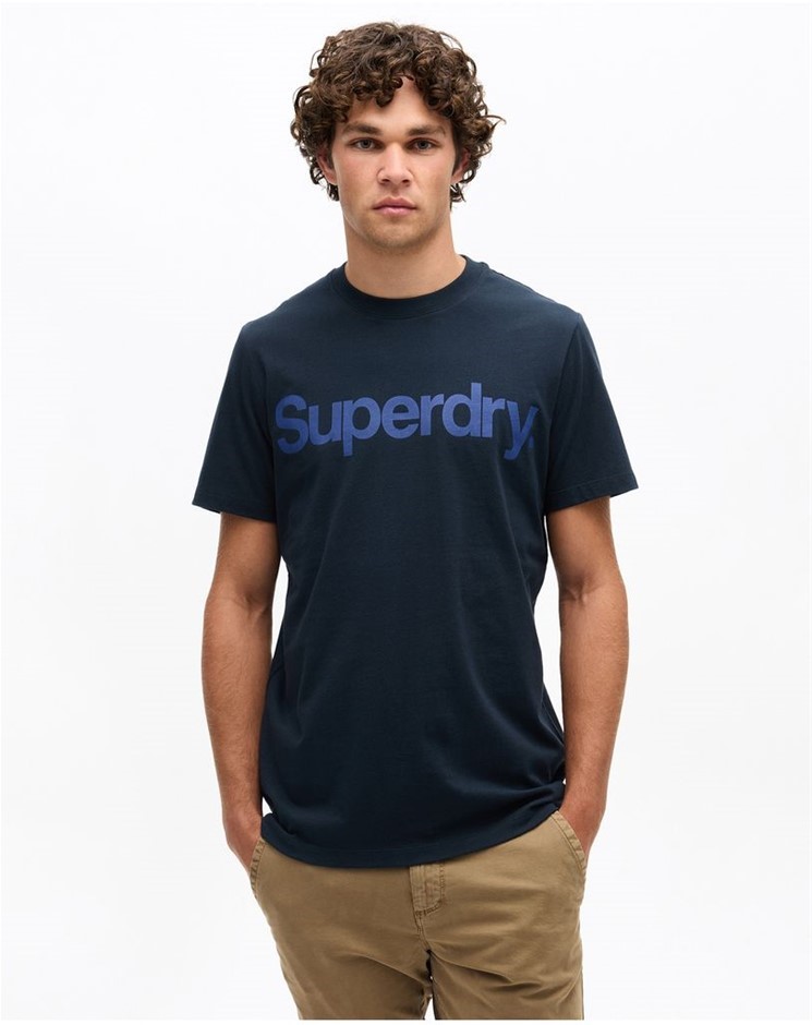 SUPERDRY Tonal Logo Tee, Size XS, 100% Cotton, Eclipse Navy (FYI), SM63ST1A