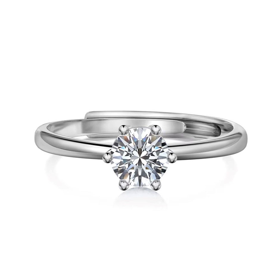 0.5ct Oval Cut GRA Certified Moissanite 925 Sterling Silver Ring - Size 7