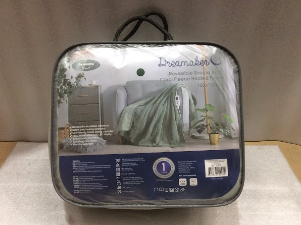 Dreamaker Reversible Sherpa and Coral Fleece Heated Blanket (160x120cm)