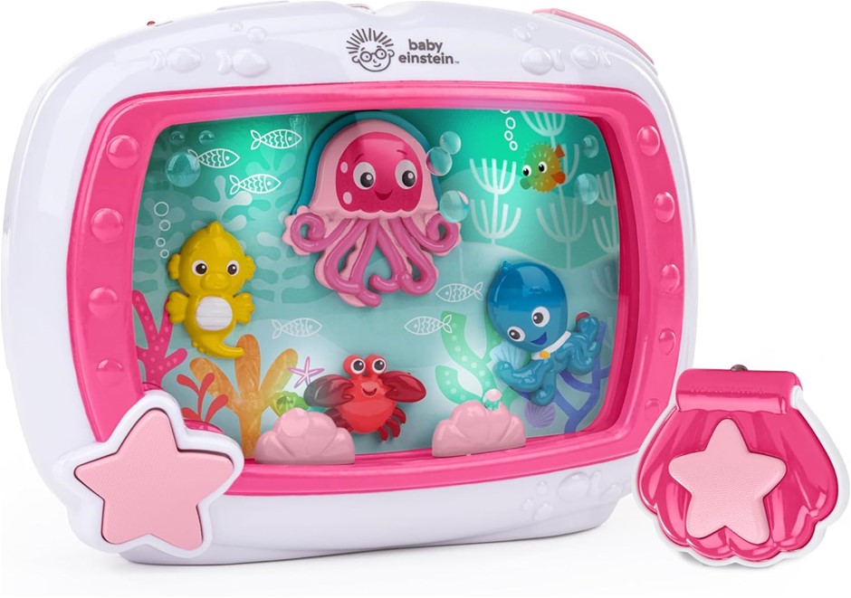 BABY EINSTEIN Sea Dreams Soother Musical Crib Toy and Sound Machine, Pink.