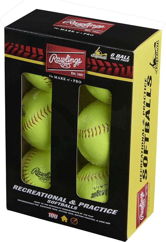 Rawlings 6pk Official League Recreational Softballs, YWCS11, 11". NB: 1x ba