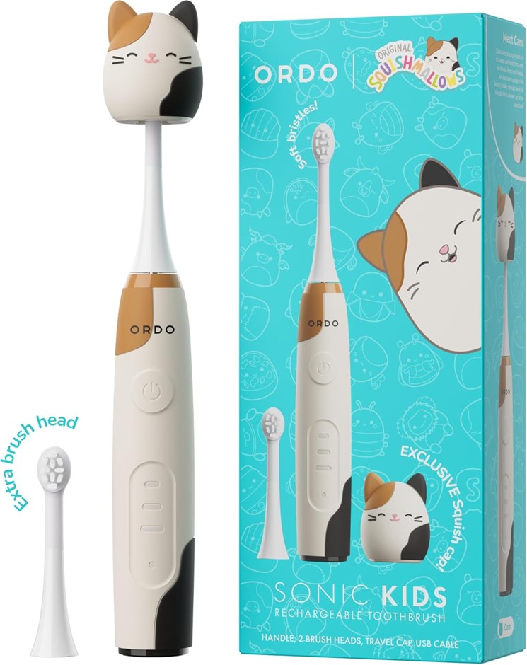 Ordo Squishmallows Electric Toothbrush, Sonic, Rechargeable, 3 Modes, 5+ We