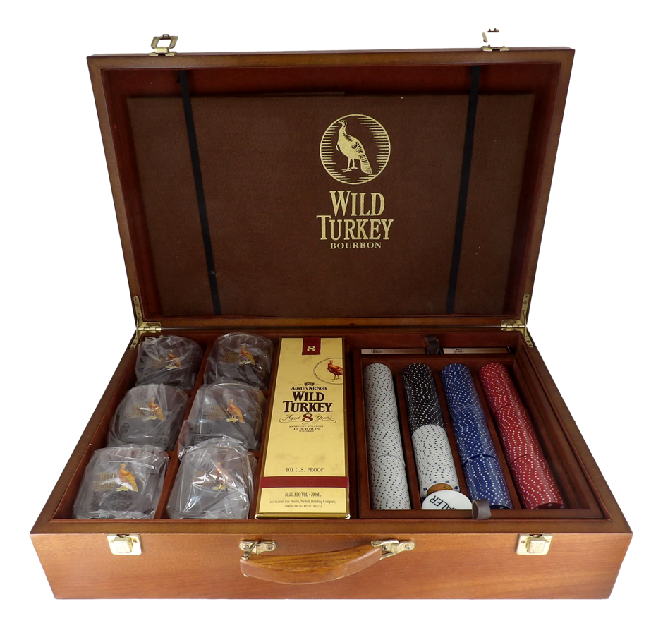Wild Turkey Limited Edition Poker Set In Display Wooden Case (1x 700mL) US