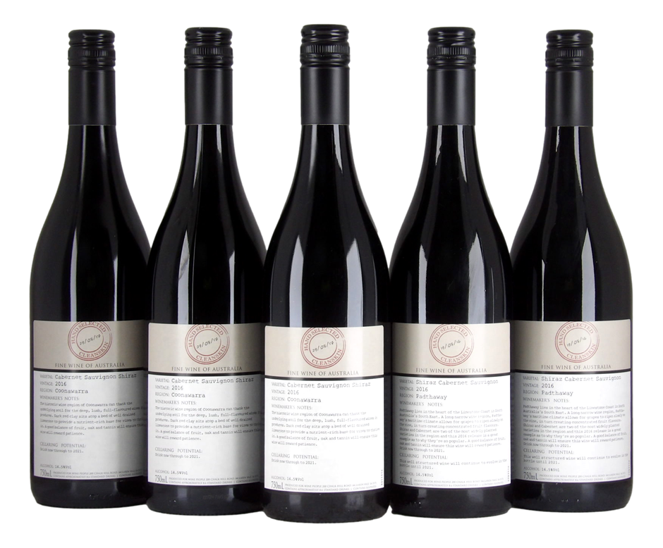Mixed Wine People Cleanskin Cabernet Sauvignon Shiraz 2016 Pack (5x 750mL)