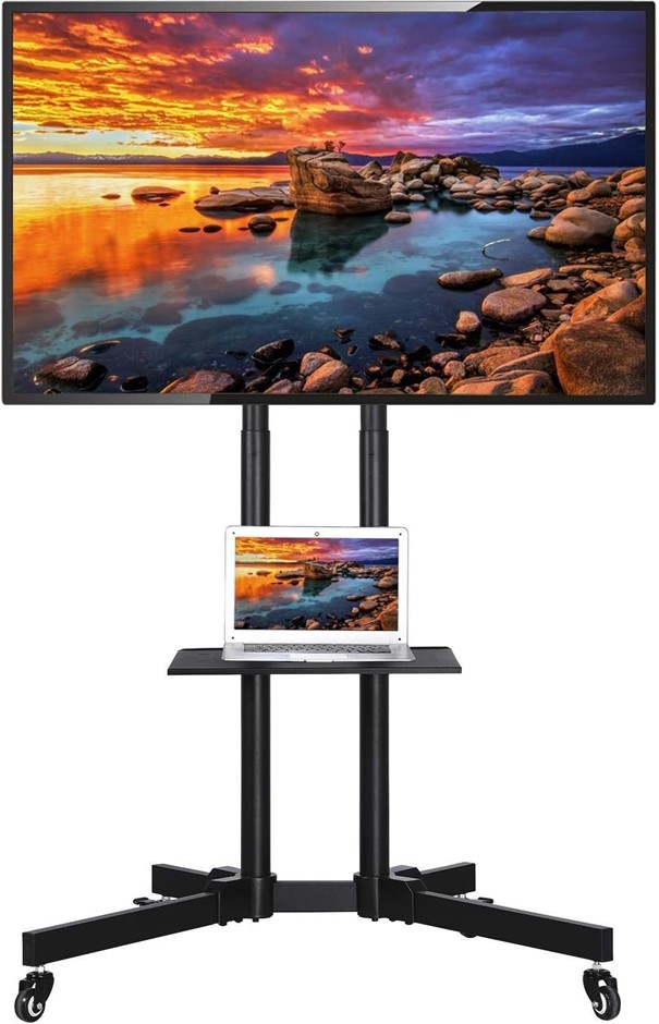 QZTHOU Mobile TV Stand with Wheels, Movable TV Cart for 32-75 Inch LCD LED