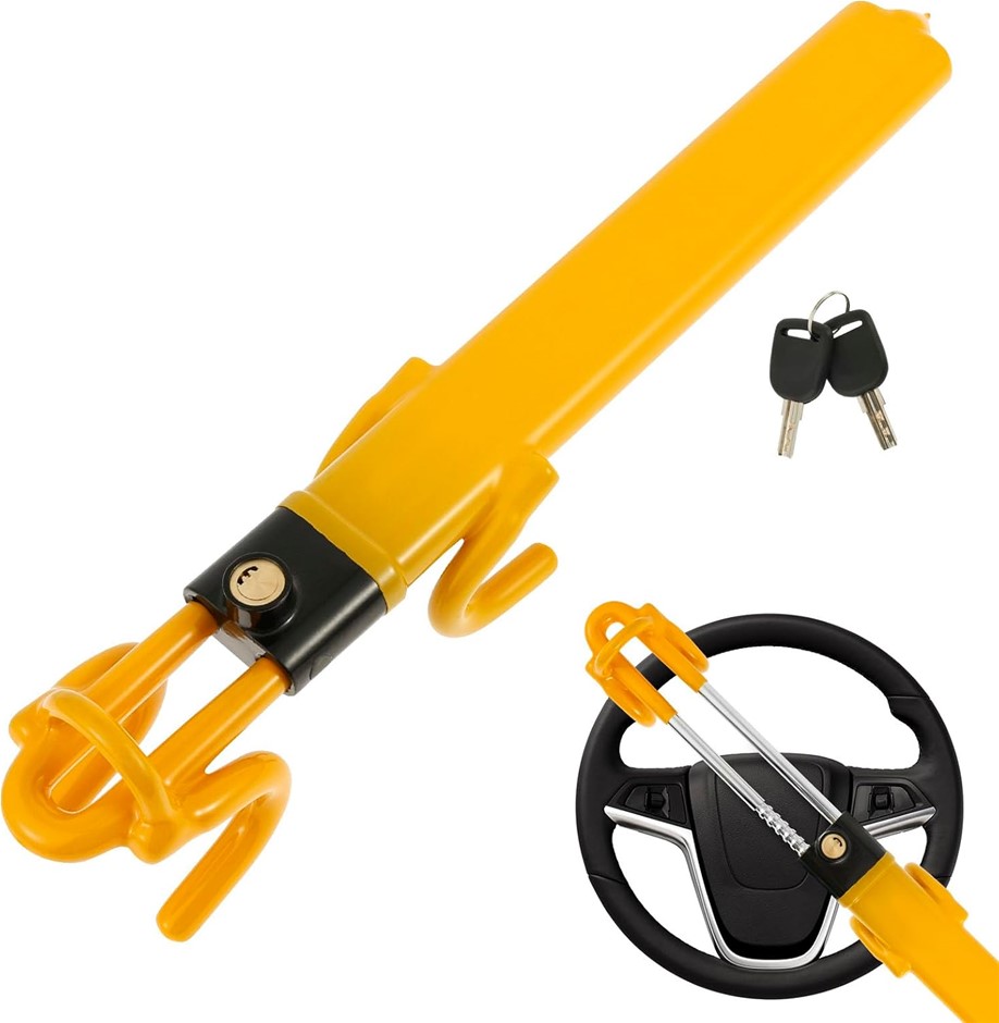 Steering Wheel Lock Anti-Theft Heavy Duty Car Device with 2 Keys Universal