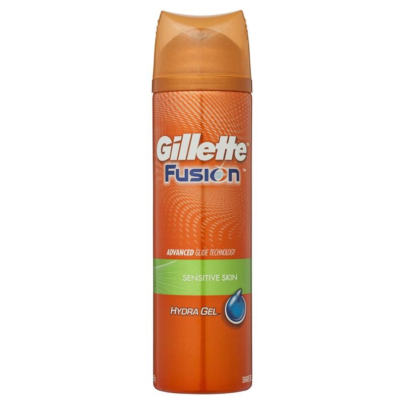 3 x GILLETTE Fusion Hydra Gel Sensitive Skin, 195g. NB: 2x spray lids missi