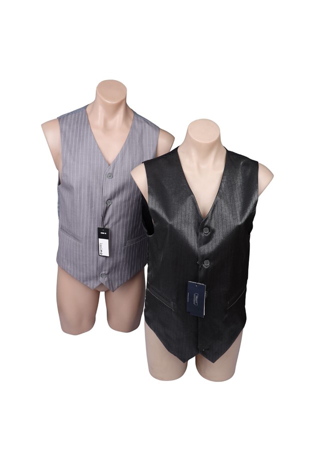 60 x Ambassador Collection Men's Formal Vests - Colour Black Striped, Black