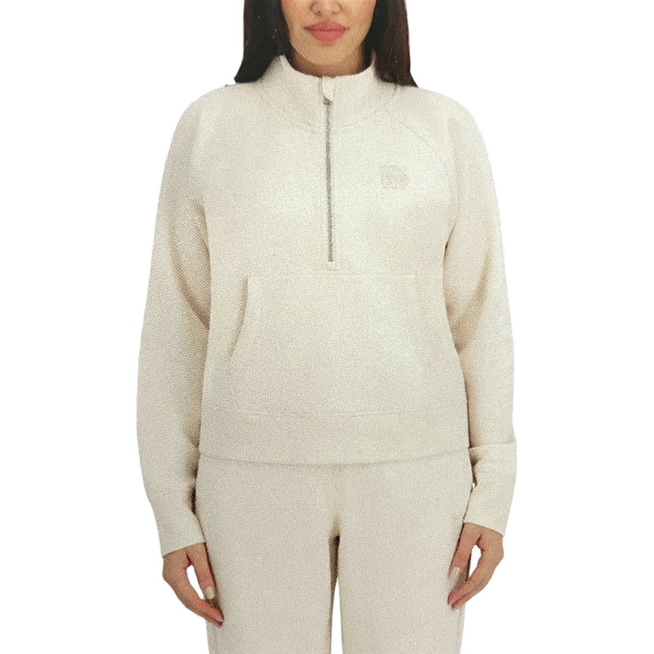 DKNY Women's Half Zip Fleece Sweatshirt, Size S, Oat.