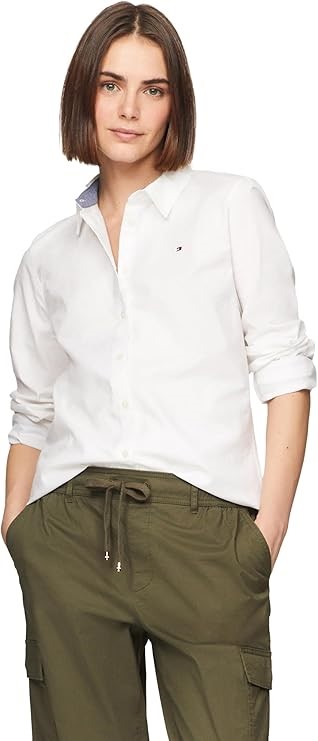 TOMMY HILFIGER Women's Heritage Regular Fit Shirt, Size XS, Optic White TH,