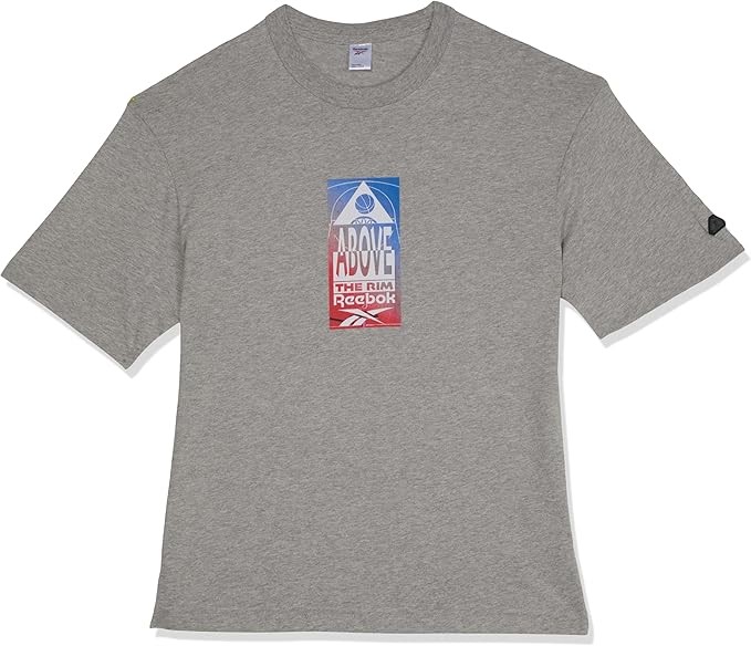 REEBOK Men's ATR Graphic T-Shirt, Size L, Medium Grey Heather, 112456.