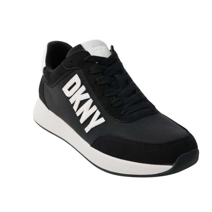 DKNY Women's Onika Lace-Up Sneakers, Size US8.5, Black/White. NB: minor sho