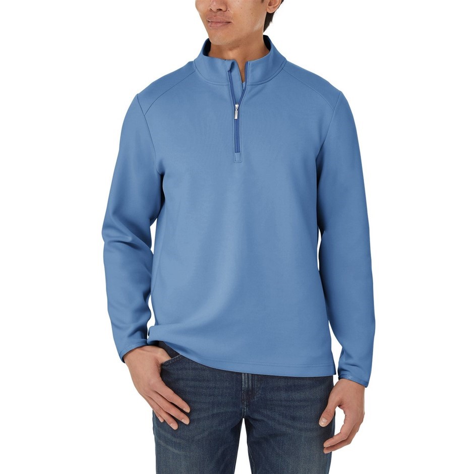 SIGNATURE Men's 1/2 Zip, Size 2XL, Recycled Polyester, Blue.