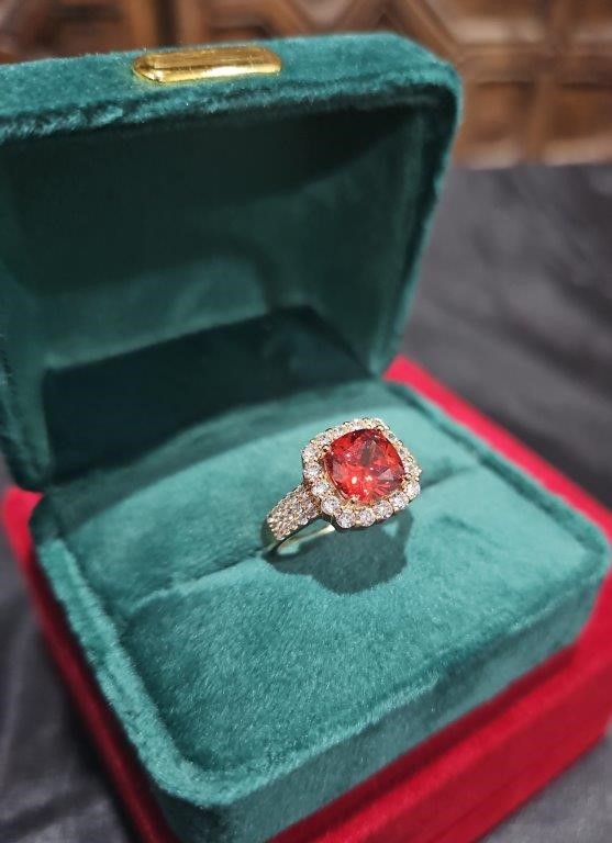 18K/Italy 2.5ct Ruby Princess Cut Yellow Gold Ring Warranty Quality-9US