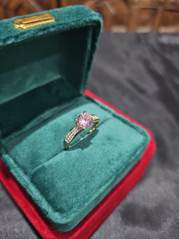 14K/Italy 1.0ct Pink Yellow Gold Filled Ring(stamped)Warranty Quality-8US