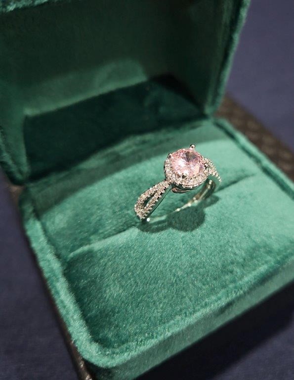 1.0ct 925 Sterling Silver Pink Brilliant Cut Simulated Diamonds Ring