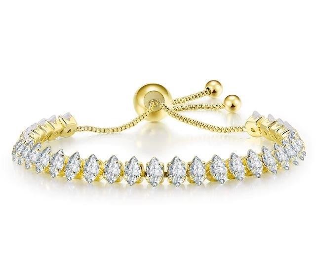 925 Sterling Silver Marquise Cut Tennis Bracelet Simulated Diamonds