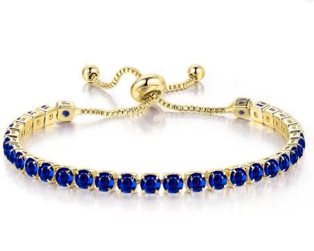 925 Sterling Silver Tennis Bracelet Sapphire Blue Simulated Diamonds