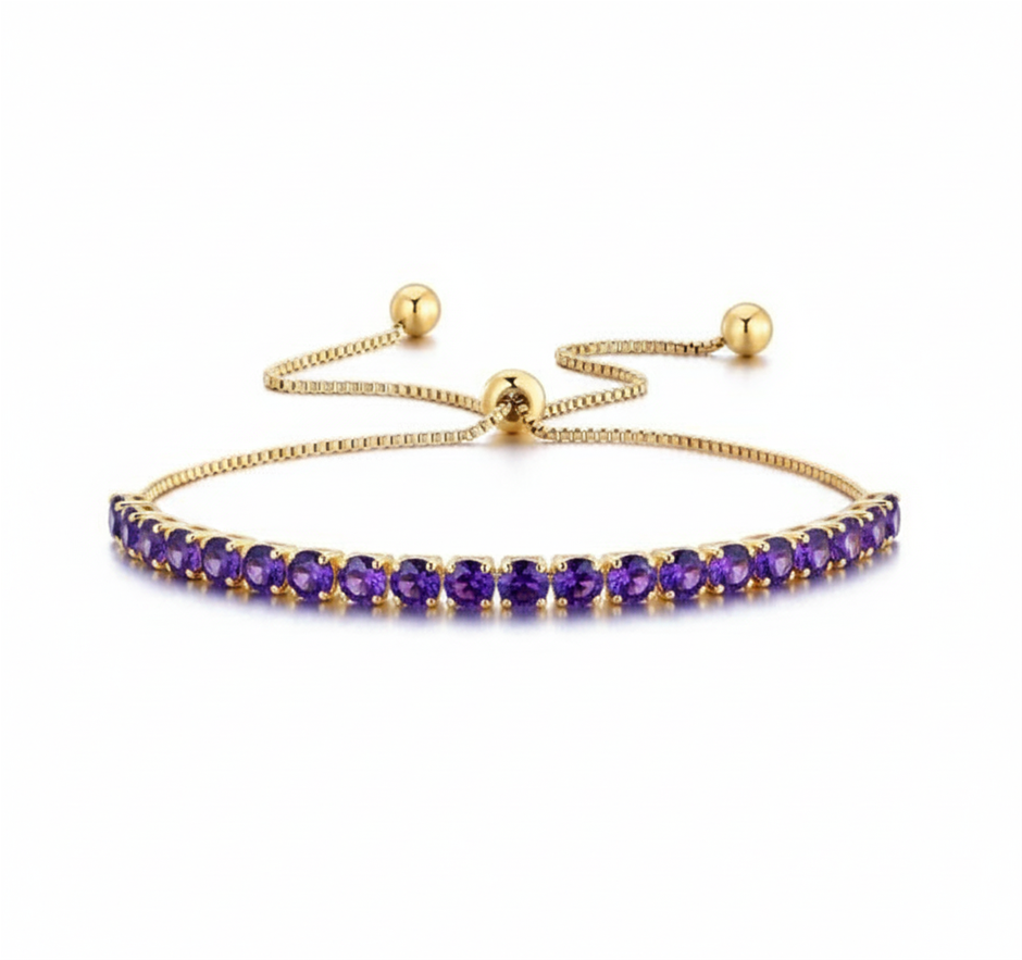 925 streling silver Purple Tennis Bracelet (stamps s925)